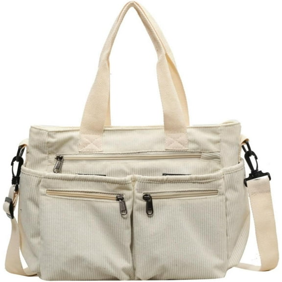 Womens Casual Corduroy Satchel Totes Handbags Large Capacity Tote Bag Purse Multiple Pockets Satchel Bag