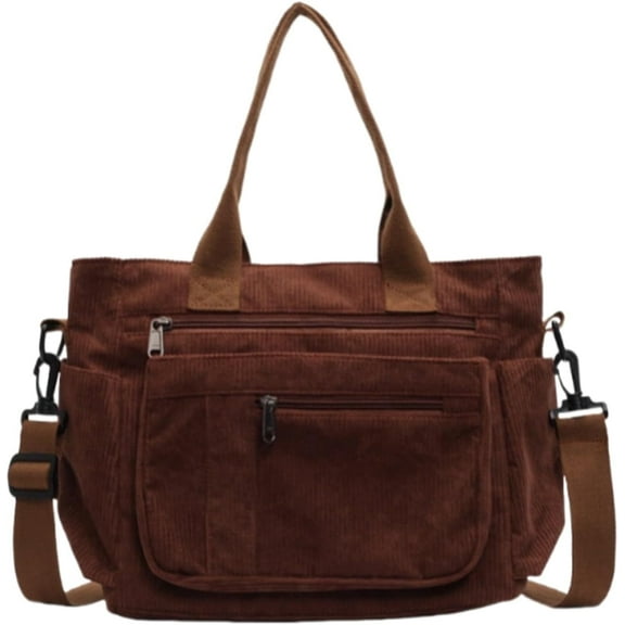 Womens Casual Corduroy Satchel Totes Handbags Large Capacity Tote Bag Purse Multiple Pockets Satchel Bag
