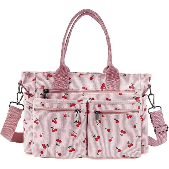 Womens Casual Corduroy Tote Bags with Multiple Pockets Hobo Crossbody Bag Travel Shoulder Bags Cute Purse Handbag