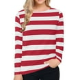 thumbnail image 1 of Women's Casual Striped Printed Blouses Long Sleeved T-Shirt Round Neck Tops Plus Size Off The Shoulder Shirts & Tops Gingham Top Womens Dressy Shirts, 1 of 5