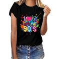 thumbnail image 1 of Womens Casual Crew Neck T Shirt Vintage 90's Print Short Sleeve Vacation Tops Loose Fit Crew Neck 2026 Fashion Summer Tees, 1 of 3