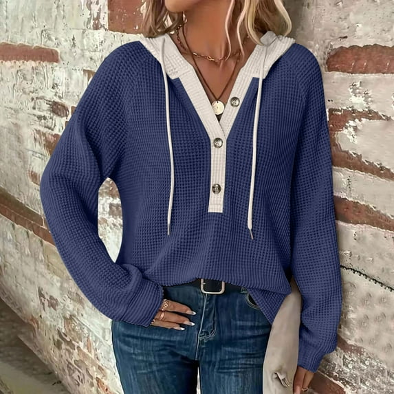 Womens Casual Crewneck Color Block Striped Oversized Sweatshirt Long Sleeve Shirts Tops Fall Hoodies Fashion V Neck Knit Sweater Long Sleeve Sweatshirts Woman Clothing Tops