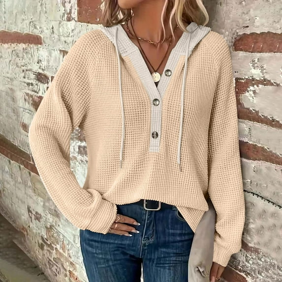 Womens Casual Crewneck Color Block Striped Oversized Sweatshirt Long Sleeve Shirts Tops Fall Hoodies Fashion V Neck Knit Sweater Long Sleeve Sweatshirts Woman Clothing Tops