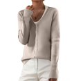 thumbnail image 1 of Womens Casual Crewneck Long Sleeve Open Front Knitted Cardigans Lightweight Button Down Sweater Cardigans Outerwear Tops, 1 of 9