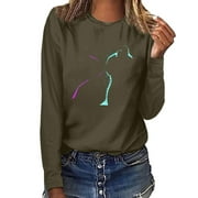 Womens Casual Crewneck Long Sleeve Sweatshirt Loose fit Pullover Tops Shirts