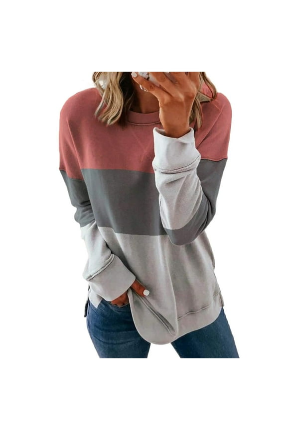 Womens Casual Crewneck Sweatshirt Long Sleeve Pullover Tops Fall Fashion Clothes