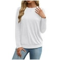 thumbnail image 1 of Womens Casual Crewneck Sweatshirt Long Sleeve Solid Color Shirt Soft Lightweight Loose Top, 1 of 7