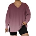 thumbnail image 1 of Womens Casual Crewneck Sweatshirt Long Sleeve Tops Cute Pullover Loose Fit Clothes V Neck Plus Size Gradient Top, 1 of 4