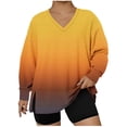 thumbnail image 1 of Womens Casual Crewneck Sweatshirt Long Sleeve Tops Cute Pullover Loose Fit Clothes V Neck Plus Size Gradient Top, 1 of 4