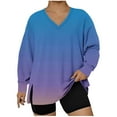 thumbnail image 1 of Womens Casual Crewneck Sweatshirt Long Sleeve Tops Cute Pullover Loose Fit Clothes V Neck Plus Size Gradient Top, 1 of 4
