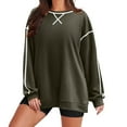 thumbnail image 1 of Womens Casual Crewneck Sweatshirts Oversized Color Block Long Sleeve Side Zip Contrast Stitching Fall Pullover Tops, 1 of 7