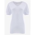 thumbnail image 1 of Womens Casual Cropped T Shirts V Neck Swiss Dot Puff Sleeve Crop Tops Summer Loose Basic Tees Tshirts, 1 of 5