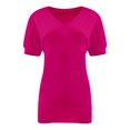 thumbnail image 1 of Womens Casual Cropped T Shirts V Neck Swiss Dot Puff Sleeve Crop Tops Summer Loose Basic Tees Tshirts, 1 of 5