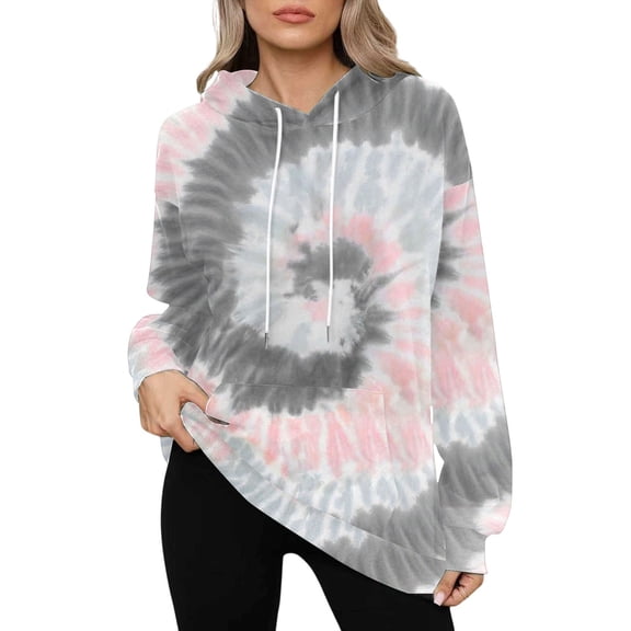 Womens Casual Daily Print Hooded Sweatshirt Pullover With Front Pocket Streetwear Fashion