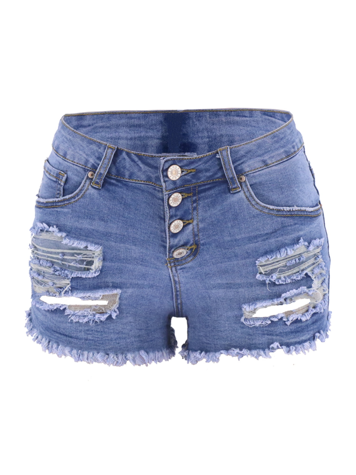 Casual Street Solid Make Old Frenulum Loose Denim Shorts Casual Street Solid Make Old Frenulum Loose Denim Shorts