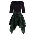 thumbnail image 1 of Womens Casual Dress Distinctive Asymmetrical Lace Up Print O Neck Plaid Dress for Modern Everyday Wear Green XL, 1 of 3