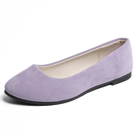 Womens Casual Dress Shoes Flats Women Girls Solid Women's Round-Toe Ballet Flat Dress Shoes Slip On Flat Shallow Comfort Casual Single Shoes Purple 9
