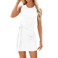 thumbnail image 1 of Womens Casual Dress Sleeveless Beach Sundress Bodycon Ruched Ruffle Hem Mini Dress Slim Fit Elegant Party Club Dresses, 1 of 8