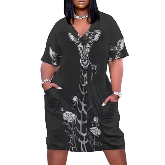 Womens Casual Dresses Black And White Ink Flower Short Sleeve Dress Summer Dresses for Women 2025