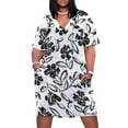 thumbnail image 1 of Womens Casual Dresses Black Floral White Background Pattern Short Sleeve Dress Summer Dresses for Women 2025, 1 of 6