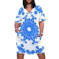 thumbnail image 1 of Womens Casual Dresses Blue Floral White Background Pattern Short Sleeve Dress Summer Dresses for Women 2025, 1 of 5