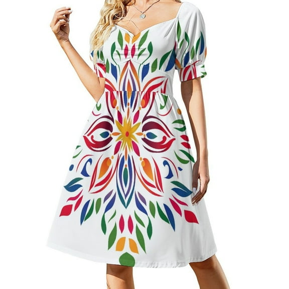 Womens Casual Dresses Bohemian Pattern Short Sleeve Dress Summer Dresses for Women 2025