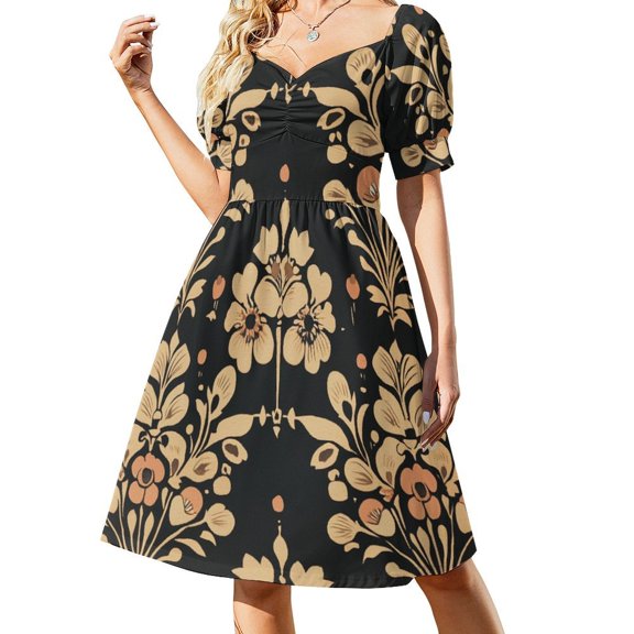 Womens Casual Dresses Bohemian Pattern Short Sleeve Dress Summer Dresses for Women 2025