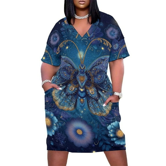 Womens Casual Dresses Cosmic Butterfly Floral Night Design Art Short Sleeve Dress Summer Dresses for Women 2025