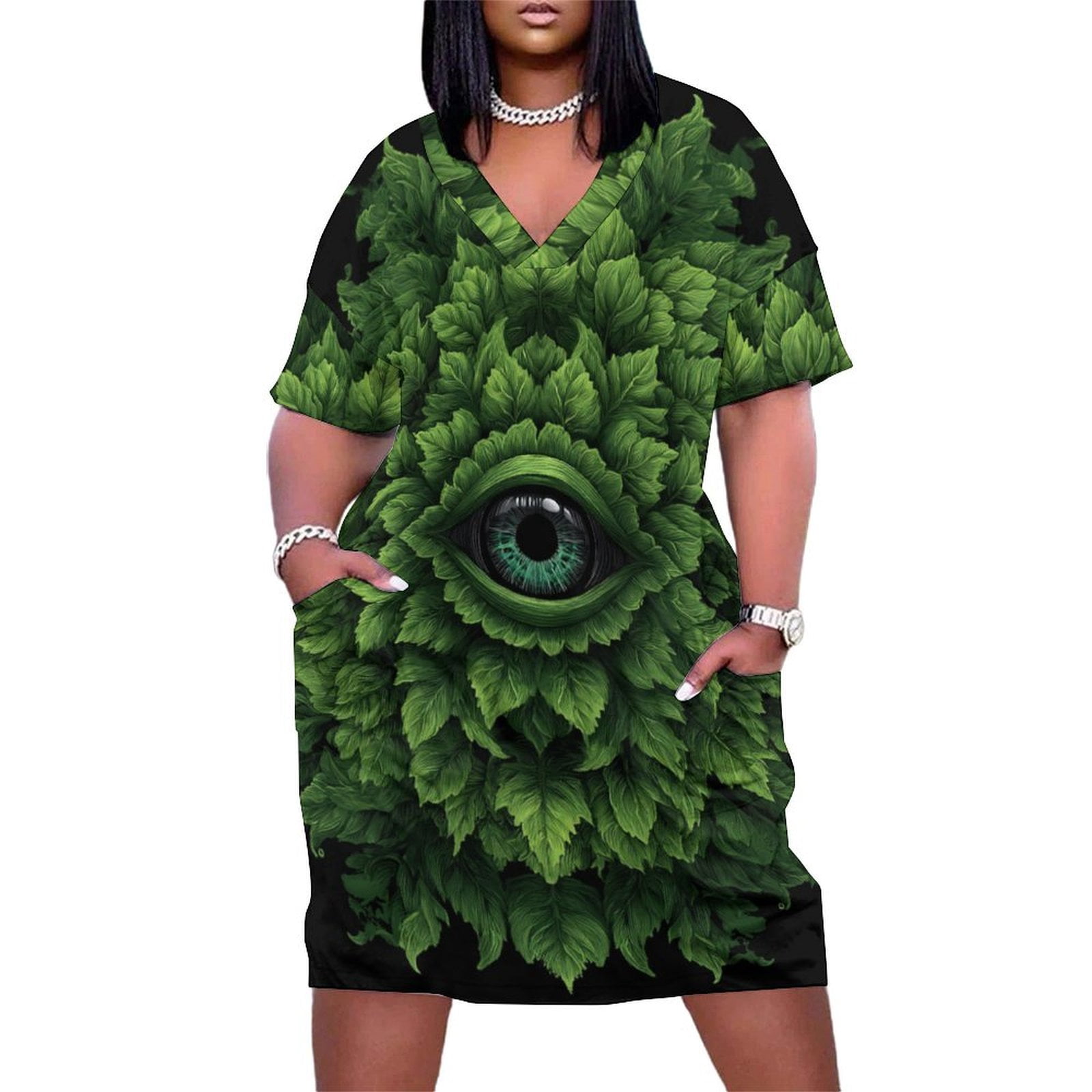 Womens Casual Dresses Green Eye Leaves Nature Mandala Art Short Sleeve Dress  Summer Dresses for Women 2025 - Walmart.com