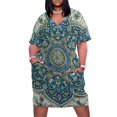 thumbnail image 1 of Womens Casual Dresses Intricate Teal Floral Islamic Design Short Sleeve Dress Summer Dresses for Women 2025, 1 of 5