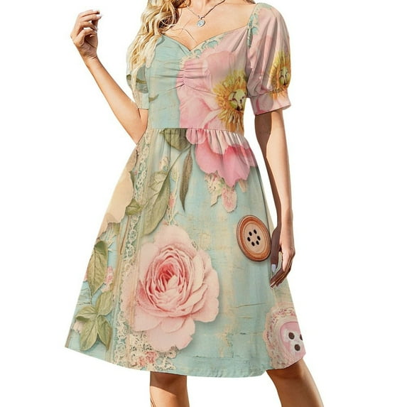 Womens Casual Dresses Pixelthread_2_vintage_junk_journal_pages_lines_for_writing_pe_27c7ab47-7c51-4432-91da-9b975128d115_1 Short Sleeve Dress Summer Dresses for Women 2025