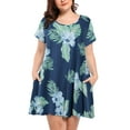 thumbnail image 1 of VEPKUL Womens Plus Size Dresses with Pockets Casual Short Sleeve Dress Loose A Line Flowy Swing 14-SteelBlue_5X, 1 of 9