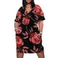 thumbnail image 1 of Womens Casual Dresses Red Flowers Black Background Pattern Short Sleeve Dress Summer Dresses for Women 2025, 1 of 5
