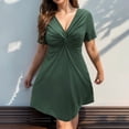 thumbnail image 1 of Womens Casual Dresses Short Sleeve Women's Casual Plus-Size Short-Sleeved V-Neck Dress Green 3Xl, 1 of 7