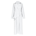 thumbnail image 1 of Womens Casual Dresses Spring Autumn Solid Color Lapel V Neck Long Sleeved Women Dress Daily-Wear, 1 of 4