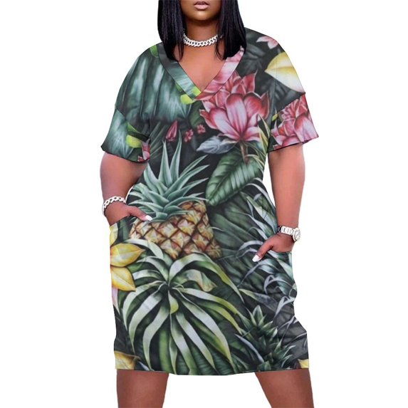 Womens Casual Dresses Tropical Leaves Short Sleeve Dress Summer Dresses for Women 2025