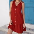 thumbnail image 1 of Womens Casual Dresses for Summer Women's Spring/summer Plus-size Fashion Sleeveless V-neck Solid Color Loose Dress Red XXL, 1 of 8