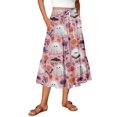 thumbnail image 1 of Womens Casual Elastic Waist Drawstring Midi Skirt Halloween Print Vacation Style A Line Flared Skirt With Pockets, 1 of 6
