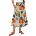 thumbnail image 1 of Womens Casual Elastic Waist Drawstring Midi Skirt Halloween Print Vacation Style Ruffle Hem A Line Flowy Skirt, 1 of 6