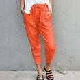thumbnail image 1 of Womens Casual Elastic Waist Solid Comfy Casual Pants With Pockets Fancy Clothes for Teens Stretchy Business Casual Pants for Women Teacher Work Clothes Crop Pants for Women Casual Summer Womens Pants, 1 of 6