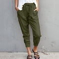 thumbnail image 1 of Womens Casual Elastic Waist Solid Comfy Casual Pants With Pockets Fancy Clothes for Teens Stretchy Business Casual Pants for Women Teacher Work Clothes Crop Pants for Women Casual Summer Womens Pants, 1 of 6
