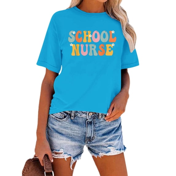 Womens Casual Fashion Printed Crew Neck Short Sleeve Pullover T Shirt Loose Casual Tee Women Tee for Women Short Sleeve Striped Womens Shirt Long Sleeve Shirt Spandex Casual Fit Top Women Long Sleeve