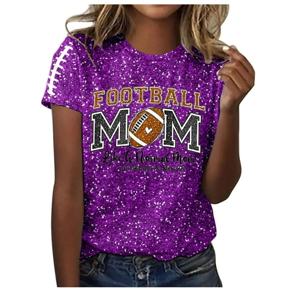 Womens Casual Fashion Printed Crew Neck Short Sleeve Pullover T Shirt