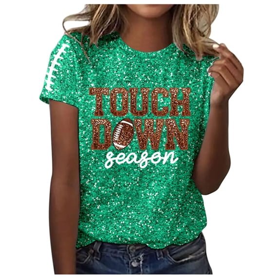 Womens Casual Fashion Printed Crew Neck Short Sleeve Pullover T Shirt