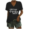 thumbnail image 1 of Womens Casual Fashion Printed V Neck Short Sleeve Pullover T Shirt, 1 of 2