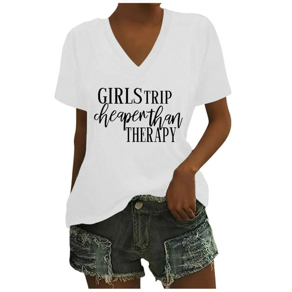 Womens Casual Fashion Printed V Neck Short Sleeve Pullover T Shirt