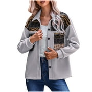 TYLBKK Womens Casual Flannel Plaid Button-Down Jacket Long Sleeve Lapel Pocketed Shacket Coat