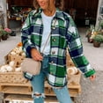 thumbnail image 1 of Womens Casual Flannel Plaid Shirts Oversized Lightweight Fall Shirt Coat Long Sleeve Button Down Blouse Tops, 1 of 5