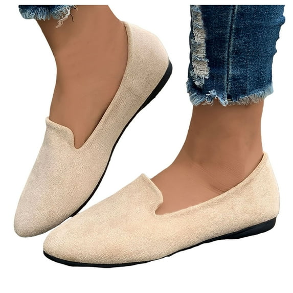 Womens Casual Flats Shoes Comfortable Slip On Work Shoes Round Toe Fashion Ladies Dress Shoes
