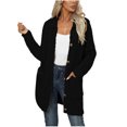 thumbnail image 1 of Womens Casual Fleece Mid Long Sweater Cardigans with Pockets Collared Lightweight Soft Warm Fashion Long Jacket (Medium, Black), 1 of 3